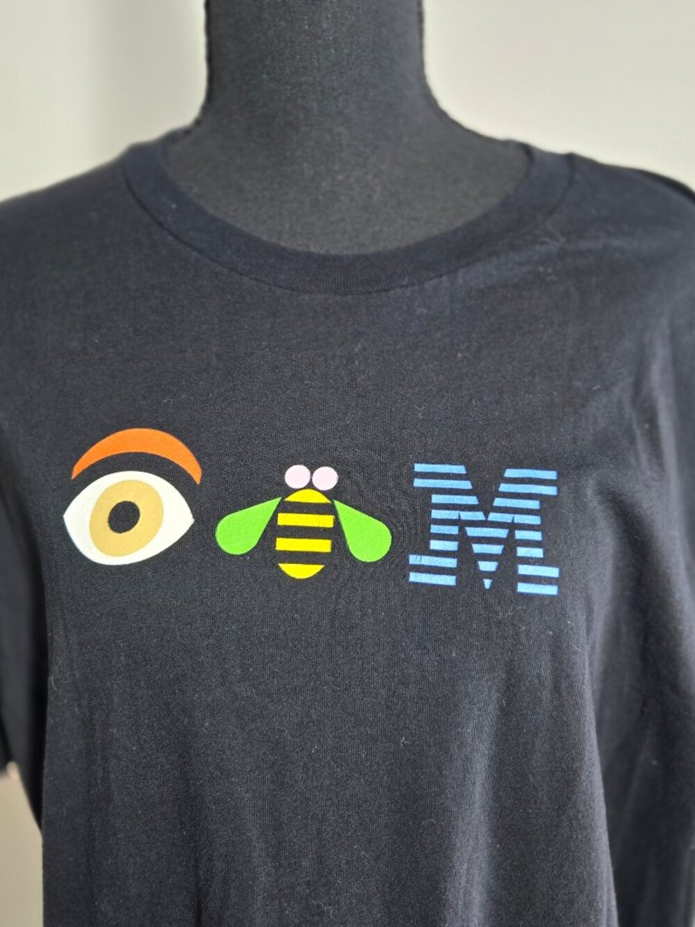 Vintage IBM Black Graphic‎ T-Shirt Eye Bee M Design